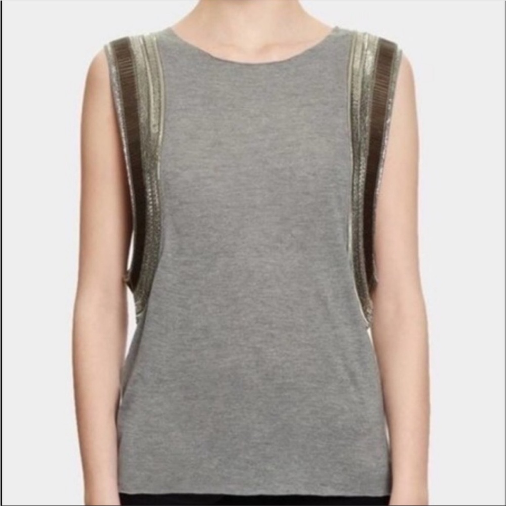 All Saints Hand Embellished Siri Vest in Charcoal Gray. US size 0